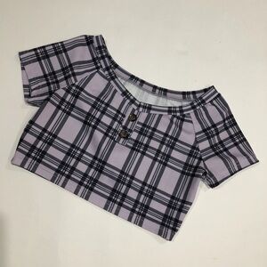 Black and purple plaid crop top